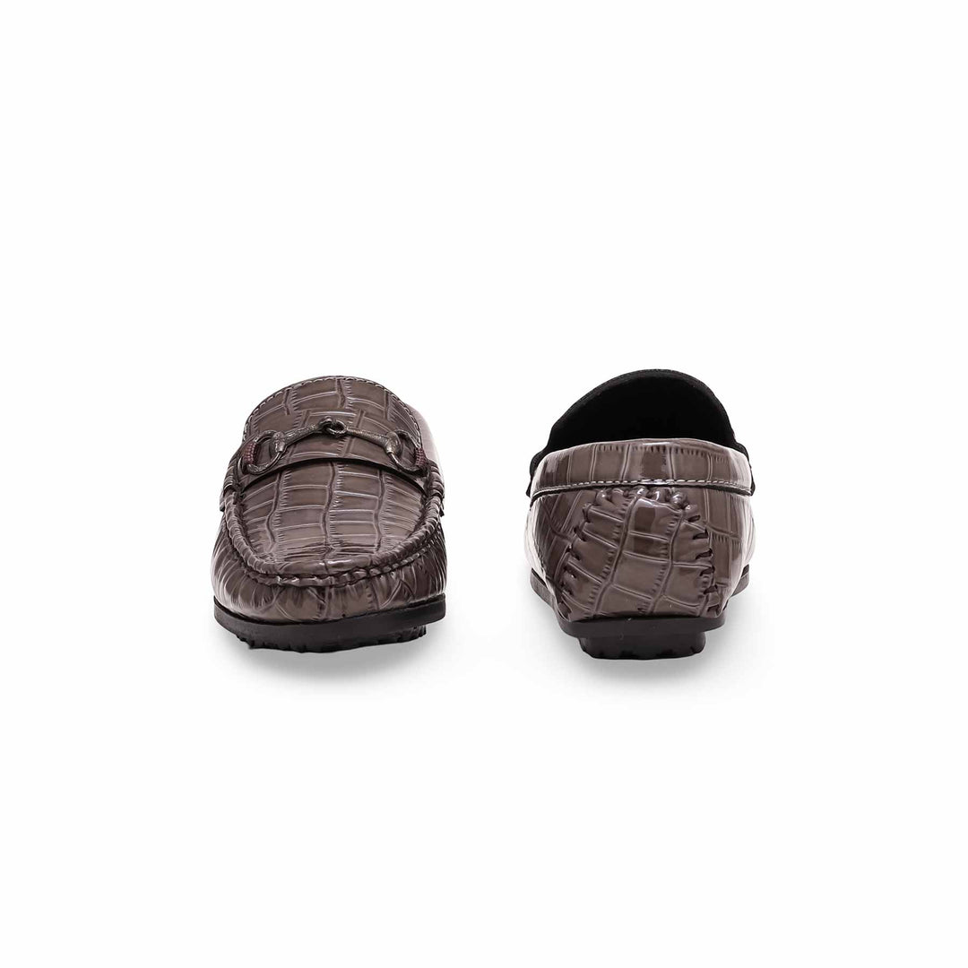 Boys Grey Formal Moccasin KD0996