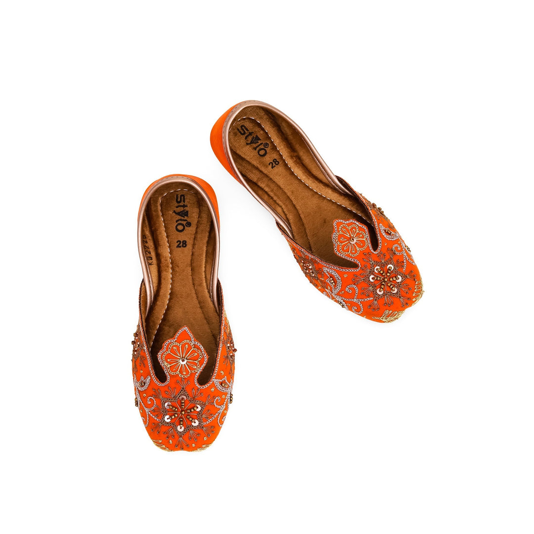 Girls Orange Fancy Khusa KD2225