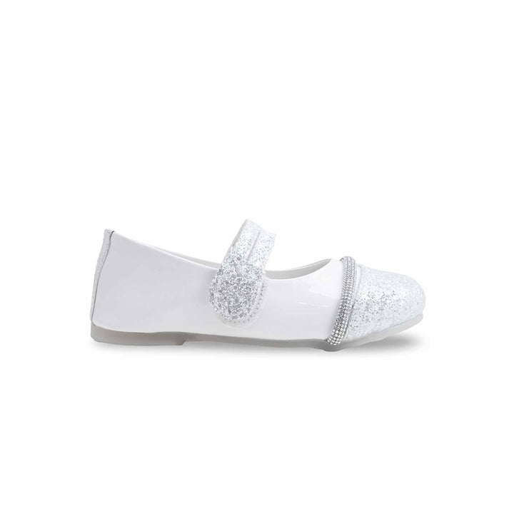 Girls White Fancy Pumps KD2274