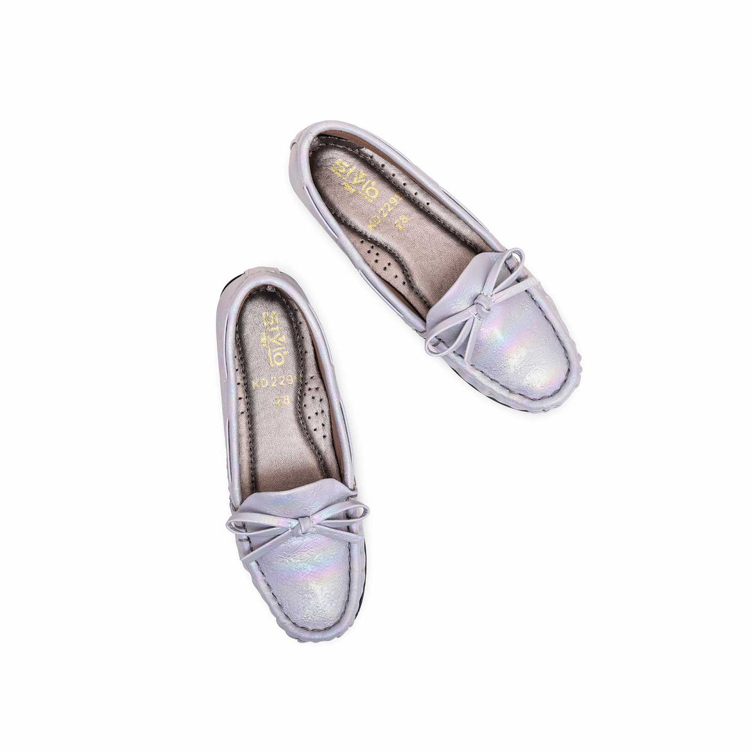 Girls Grey Formal Moccasin KD2299