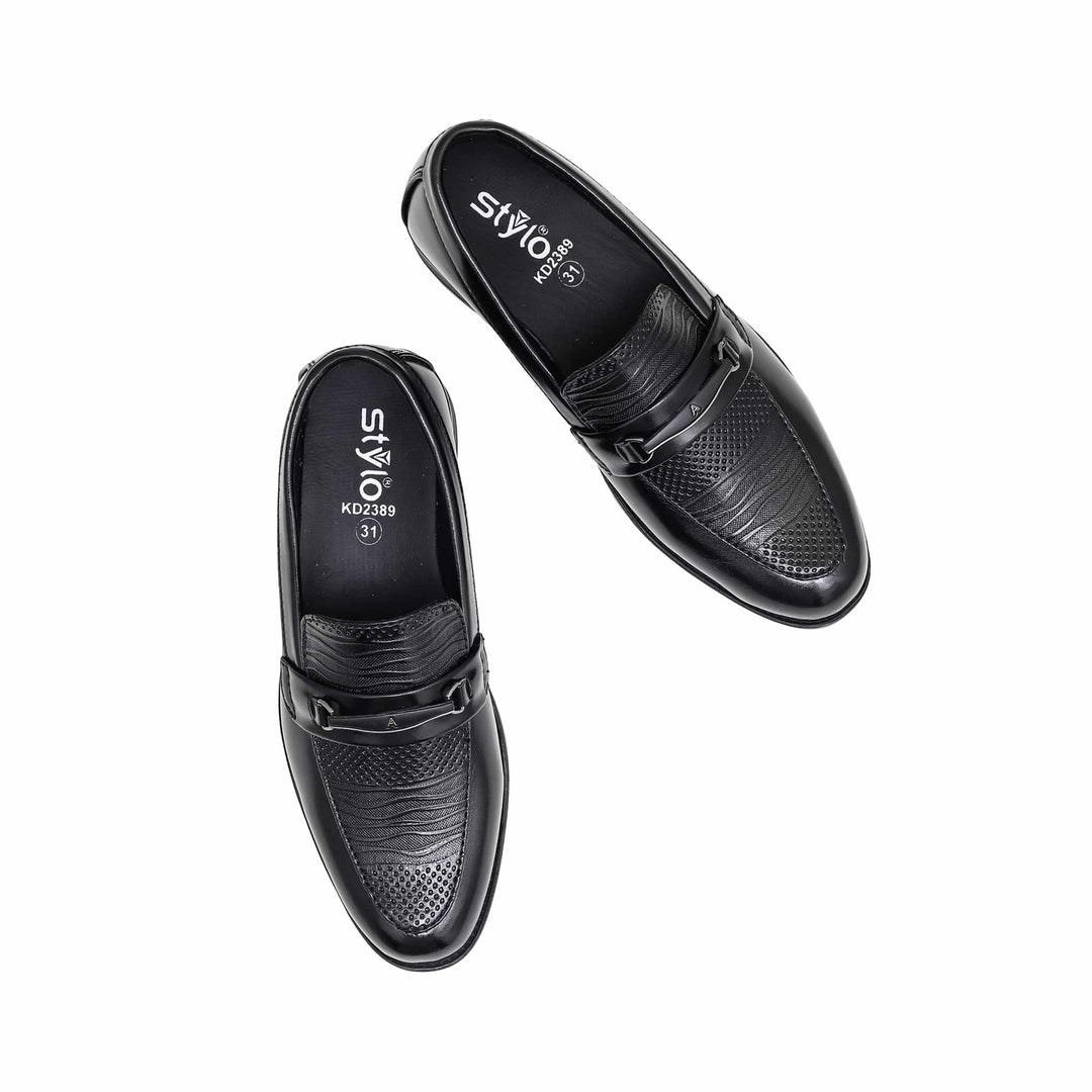 Boys Black Formal Moccasin KD2389