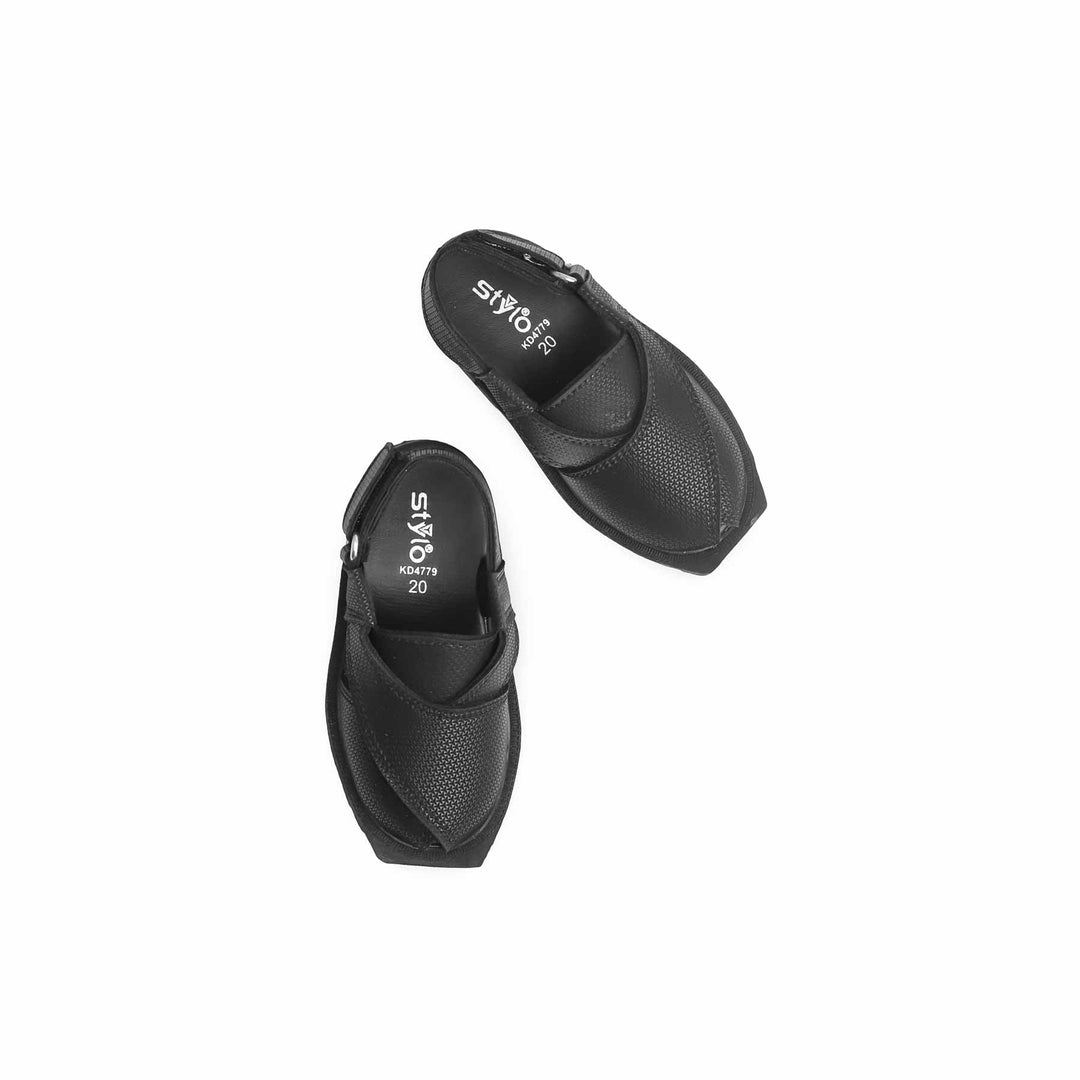 Boys Black Peshawari Chappal KD4779