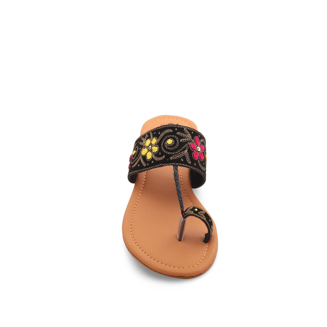 Girls Black Casual Slipper KD5444