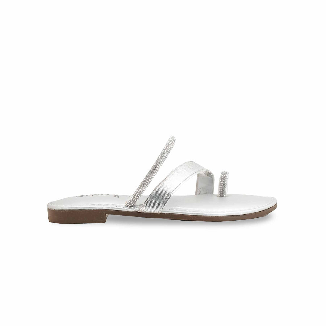 Girls Silver Casual Slipper KD5529