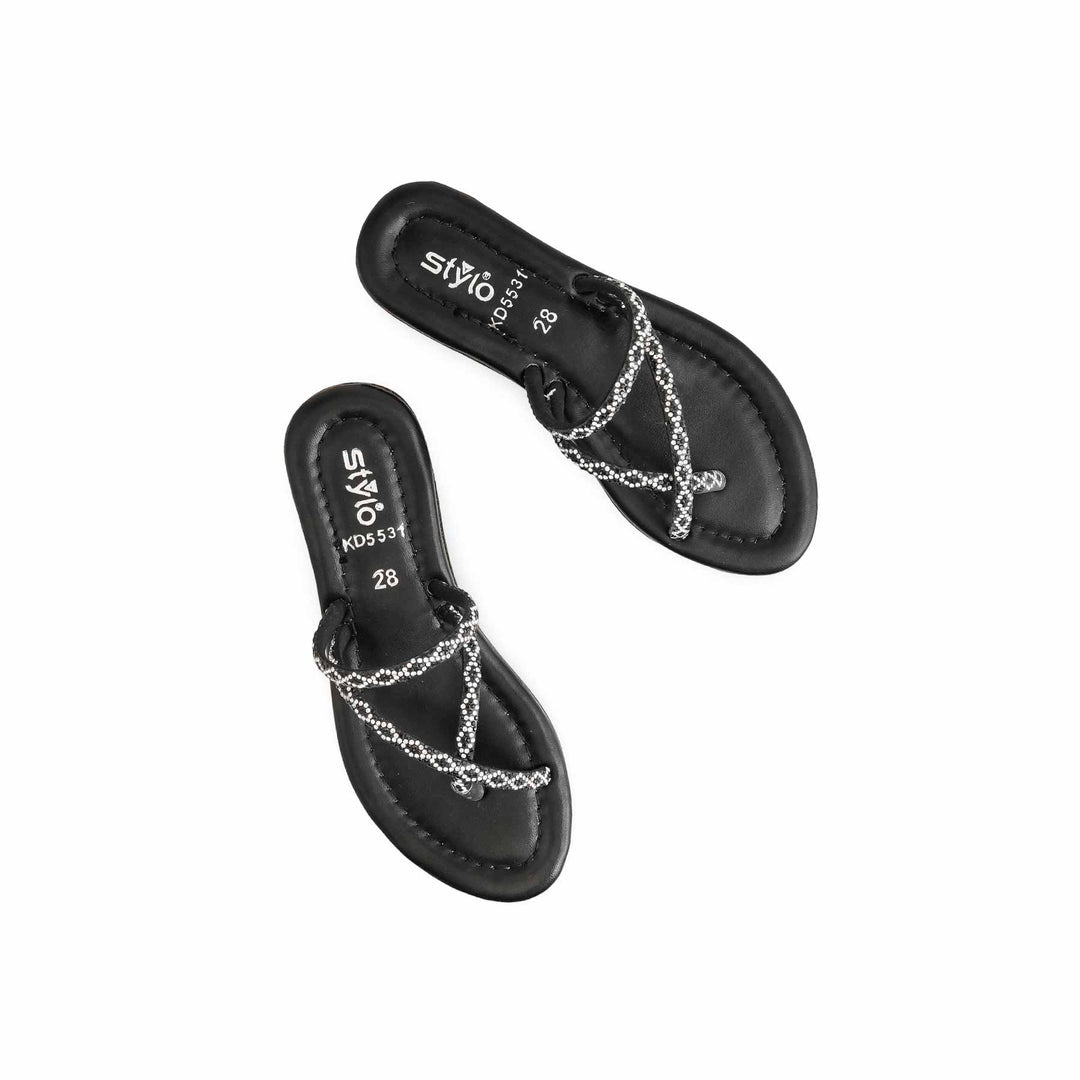 Girls Black Fancy Slipper KD5531