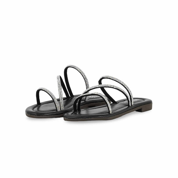 Girls Black Casual Slipper KD5533