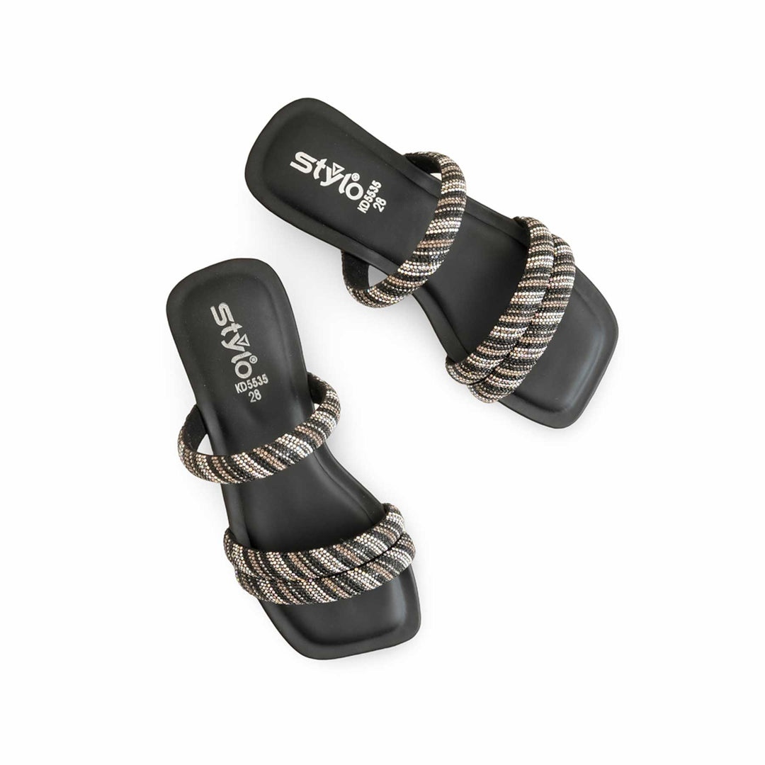 Girls Black Fancy Slipper KD5535