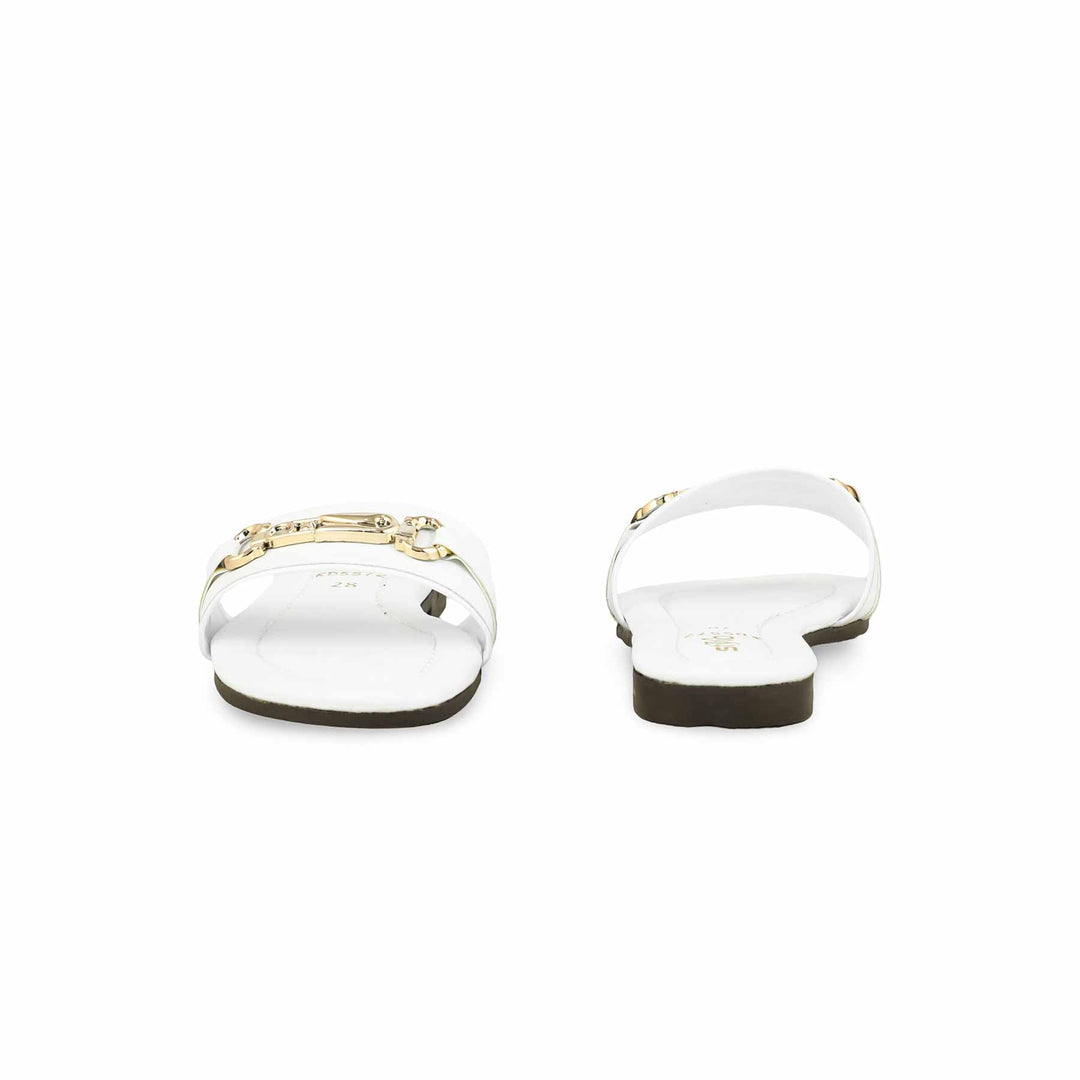 Girls White Casual Slipper KD5572