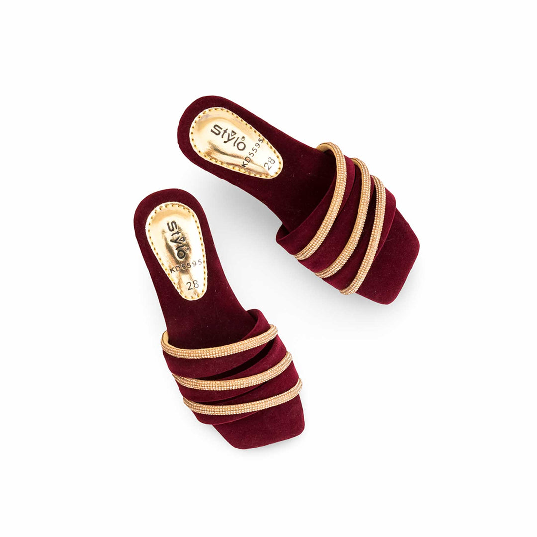 Girls Maroon Formal Slipper KD5595