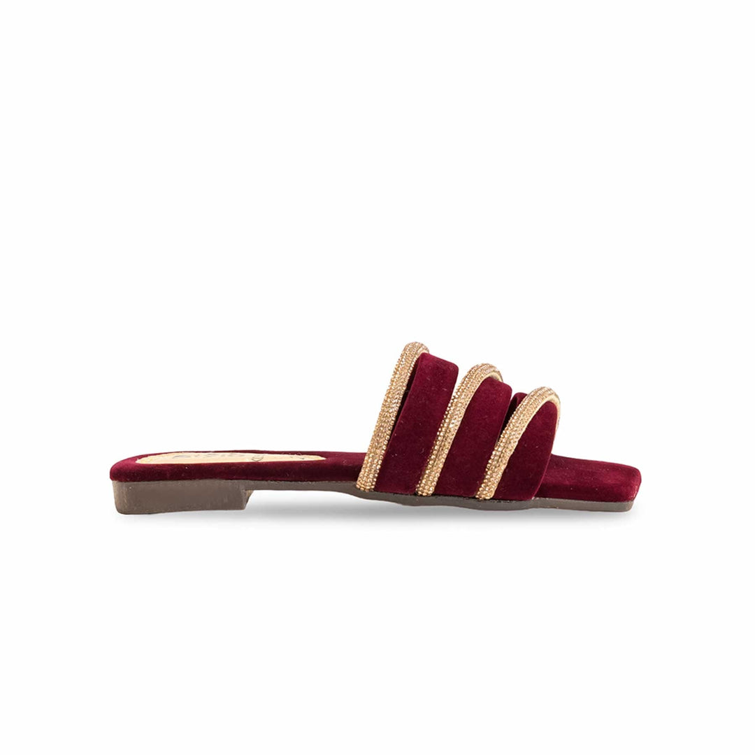 Girls Maroon Formal Slipper KD5595