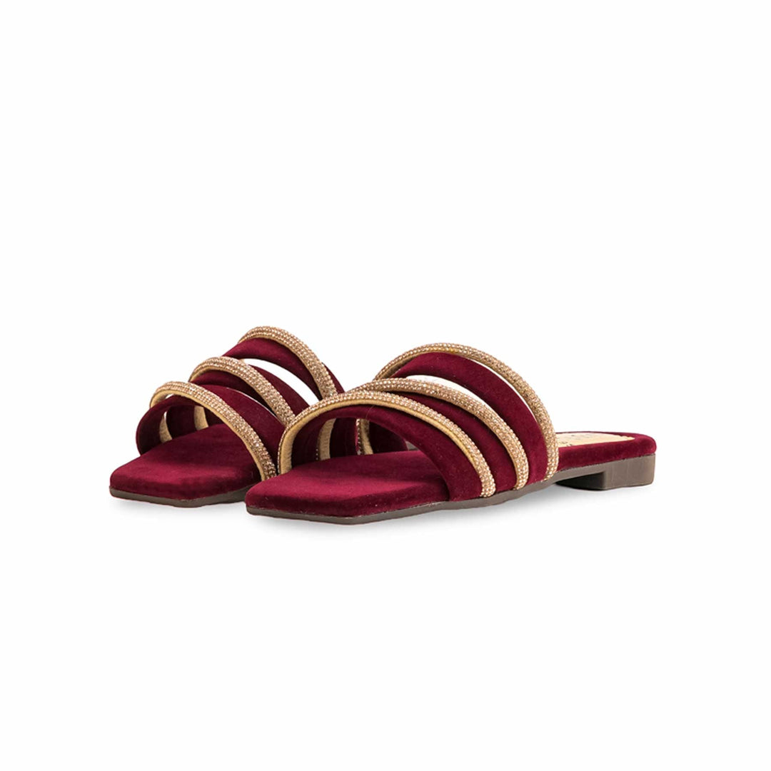 Girls Maroon Formal Slipper KD5595