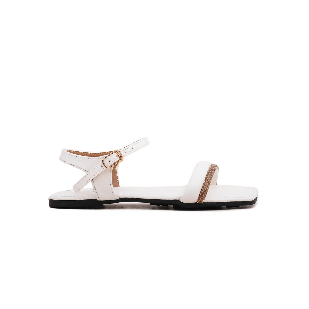 Girls White Formal Sandal KD7878