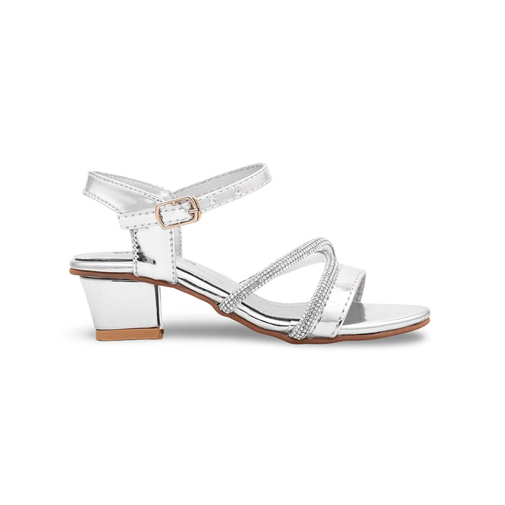 Girls Silver Fancy Sandal KD9616