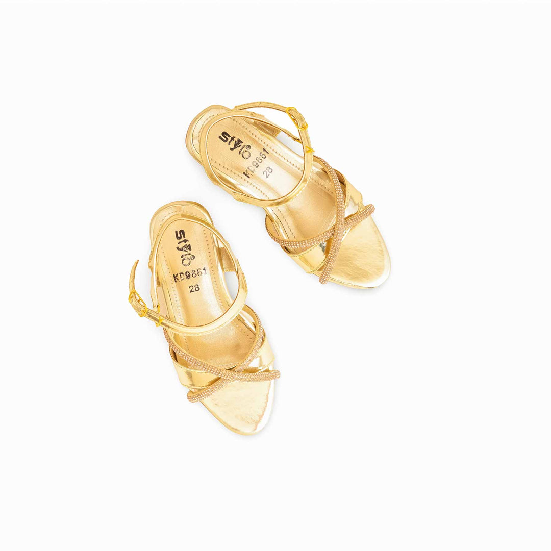 Girls Golden Fancy Sandal KD9861