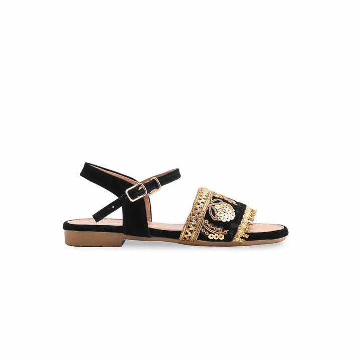 Girls Black Casual Sandal KD9891