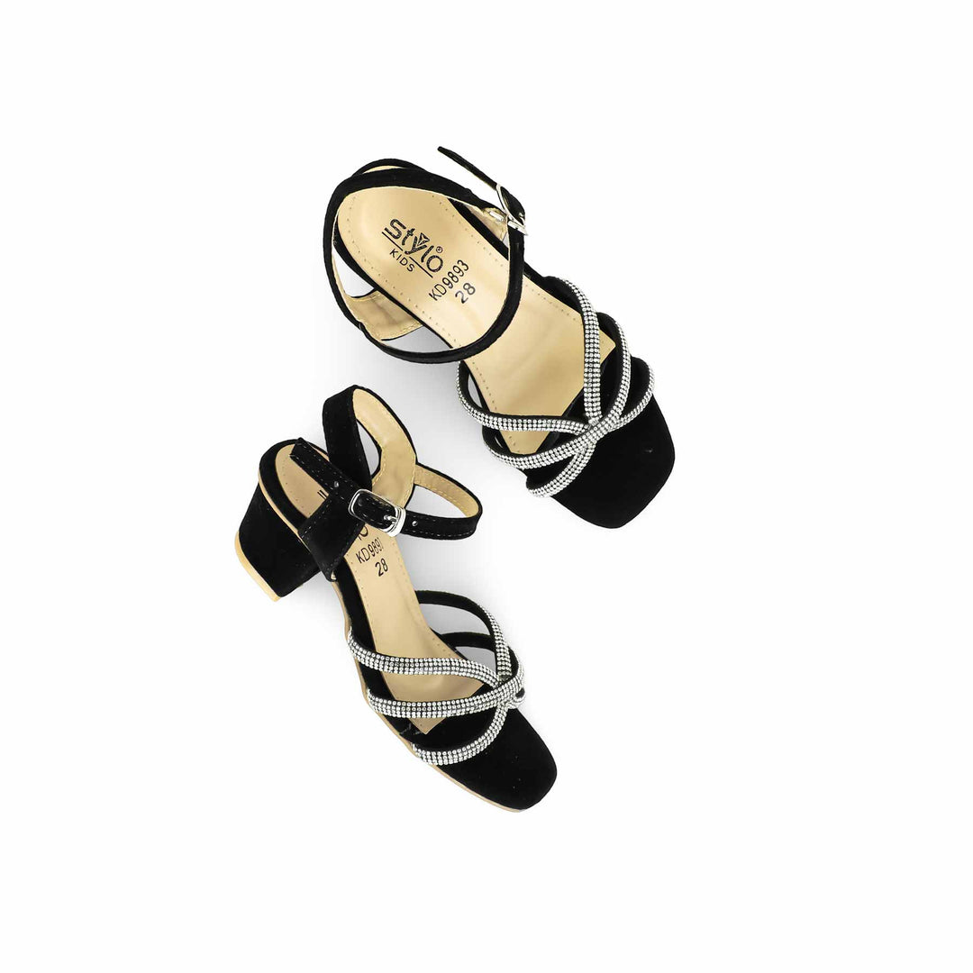 Girls Black Fancy Sandal KD9893