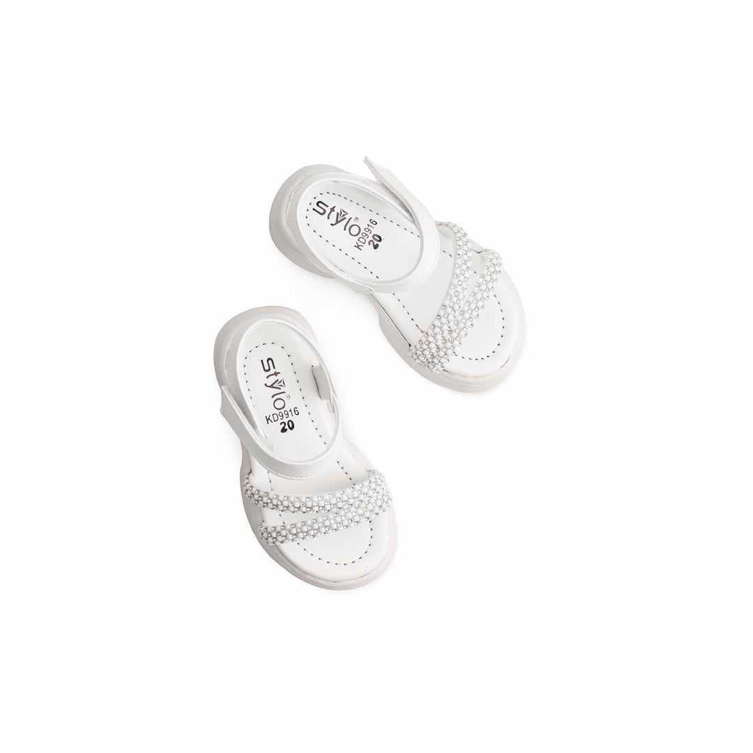 Girls White Formal Sandal KD9916
