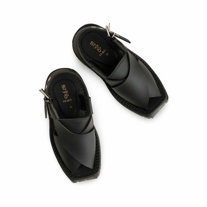 Boys Black Peshawari Chappal KD9958