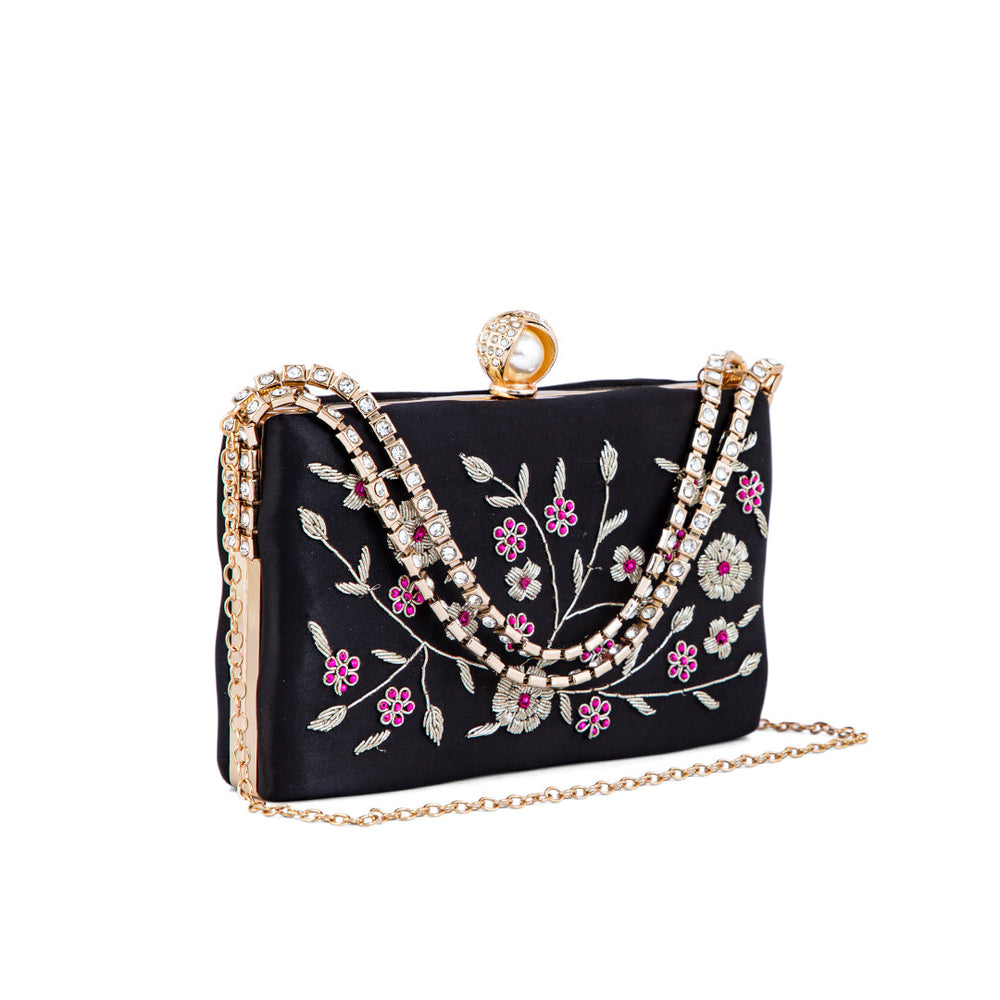 Black Fancy Clutch P15358