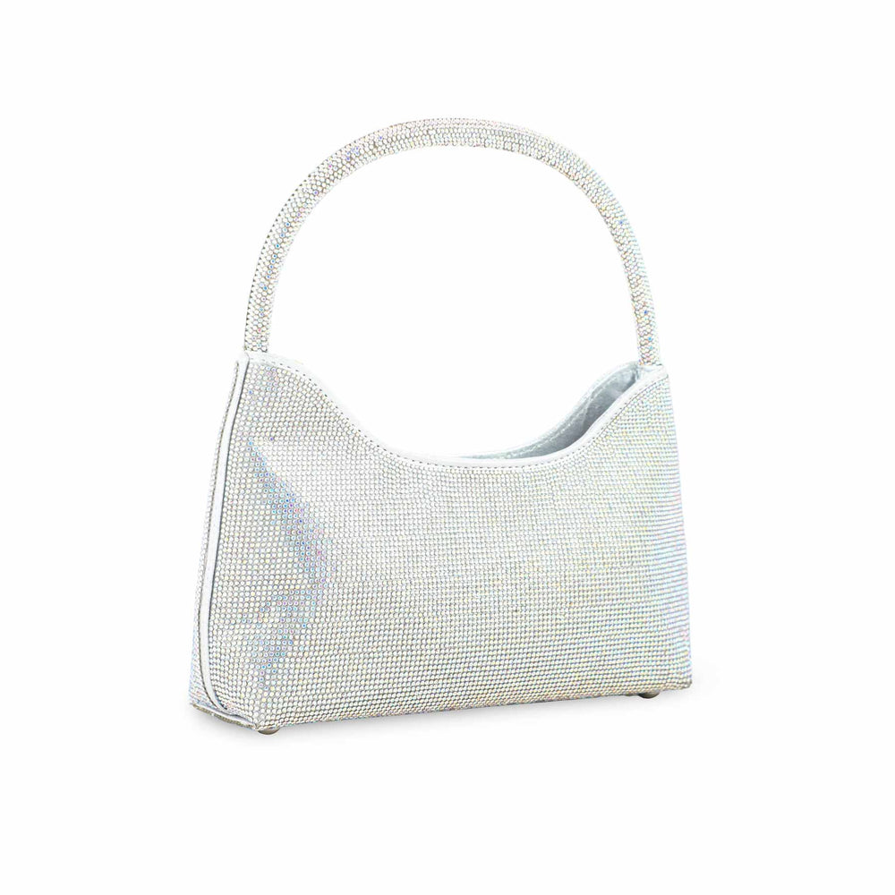 AB Silver Fancy Clutch For Women P24372