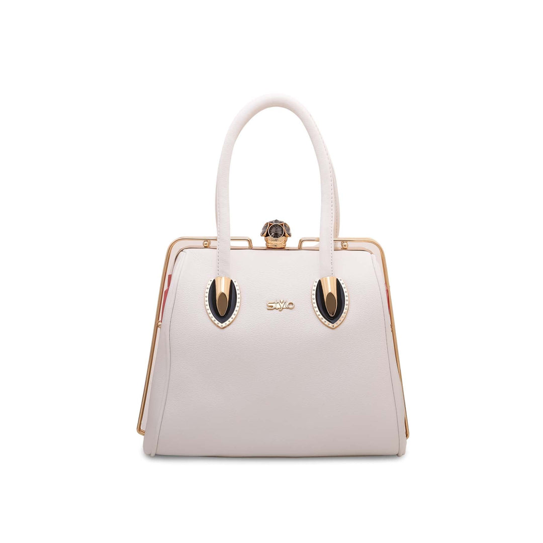 White Fancy Hand Bag P35827