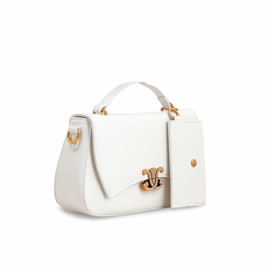 White Formal Shoulder Bag For Ladies P36140