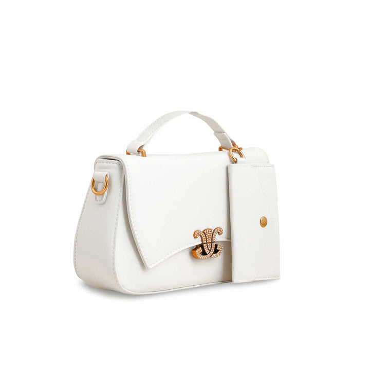 White Formal Shoulder Bag For Ladies P36140