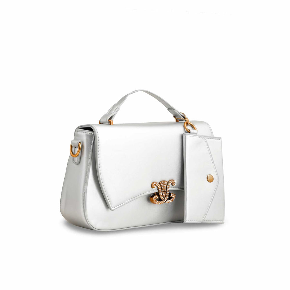 Silver Formal Shoulder Bag For Ladies P36140