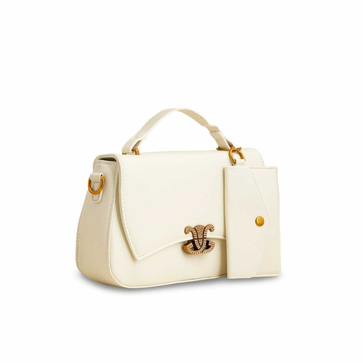 Beige Formal Shoulder Bag For Ladies P36140