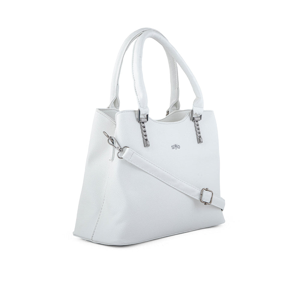 White Formal Hand Bag P36239