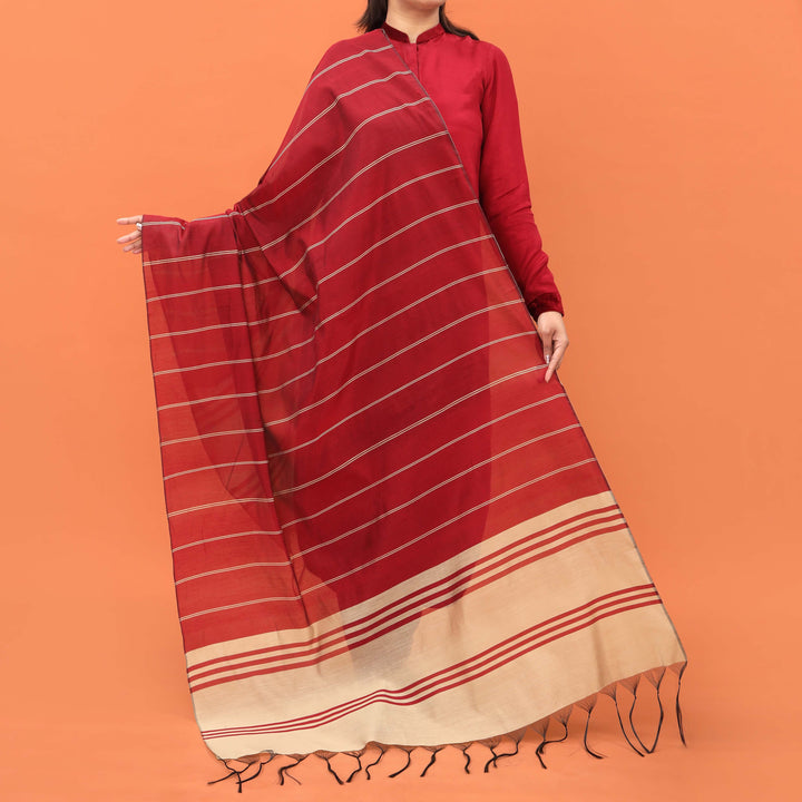 Maroon Paper Cotton Dupatta PD5366