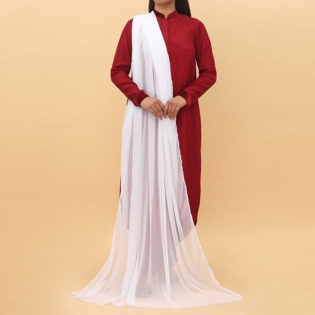 White Dyed Chiffon Dupatta PD5367