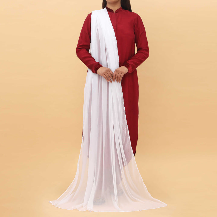 White Dyed Chiffon Dupatta PD5367