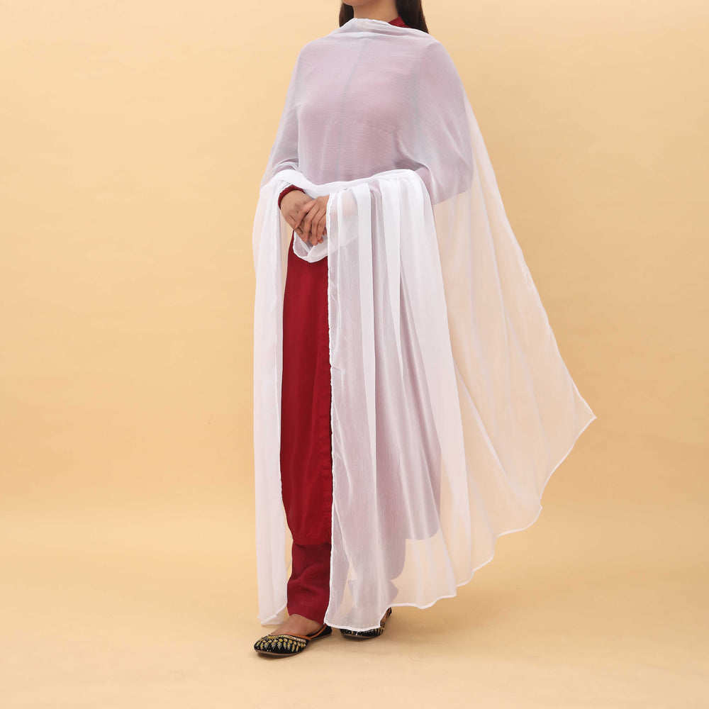 White Dyed Chiffon Dupatta PD5367