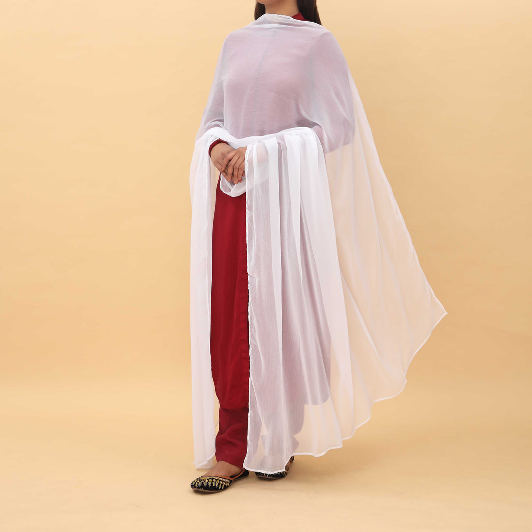 White Dyed Chiffon Dupatta PD5367
