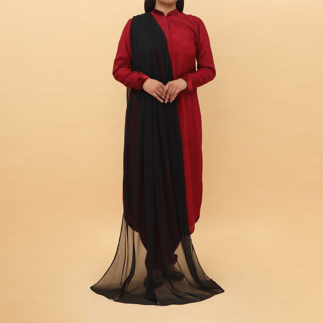 Black Dyed Chiffon Dupatta PD5368