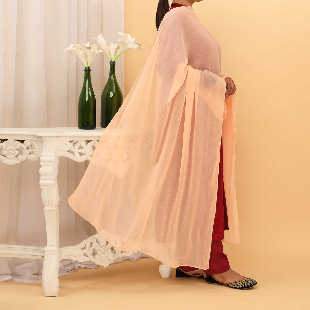 Peach Plain Chiffon Dupatta PD5374