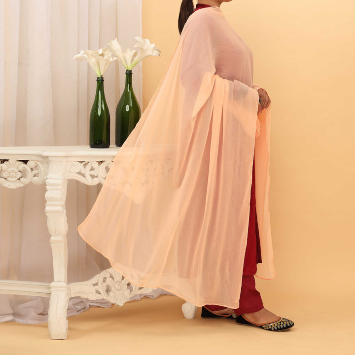 Peach Plain Chiffon Dupatta PD5374
