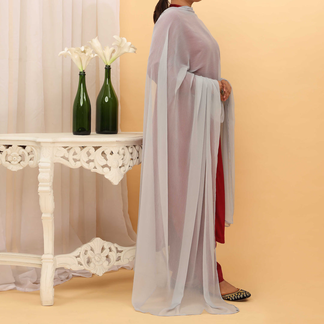 Grey Plain Chiffon Dupatta PD5375
