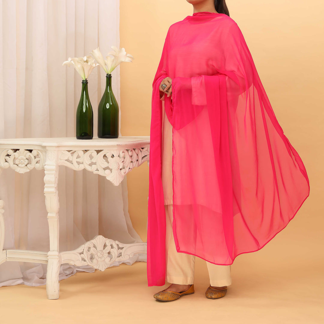 Pink Plain Chiffon Dupatta PD5376