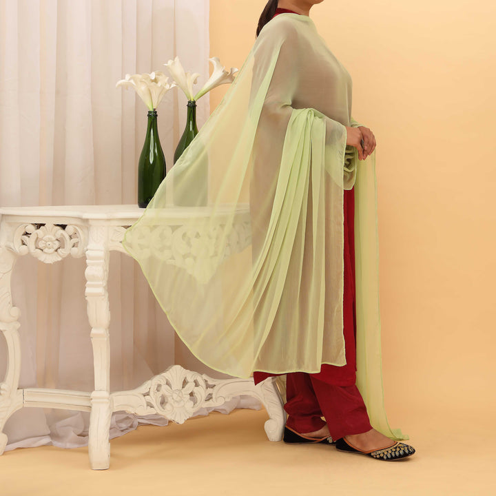 Aqua Green Plain Chiffon Dupatta PD5382