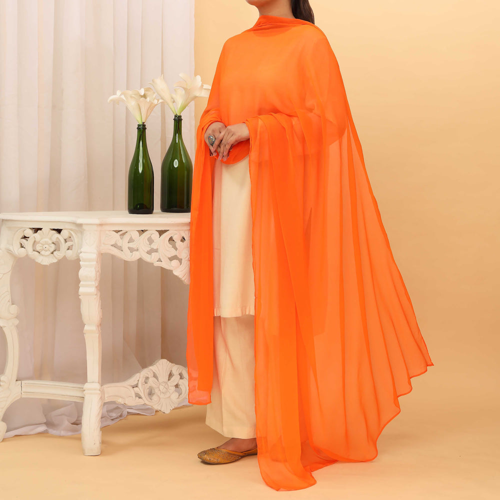 Orange Plain Chiffon Dupatta PD5383