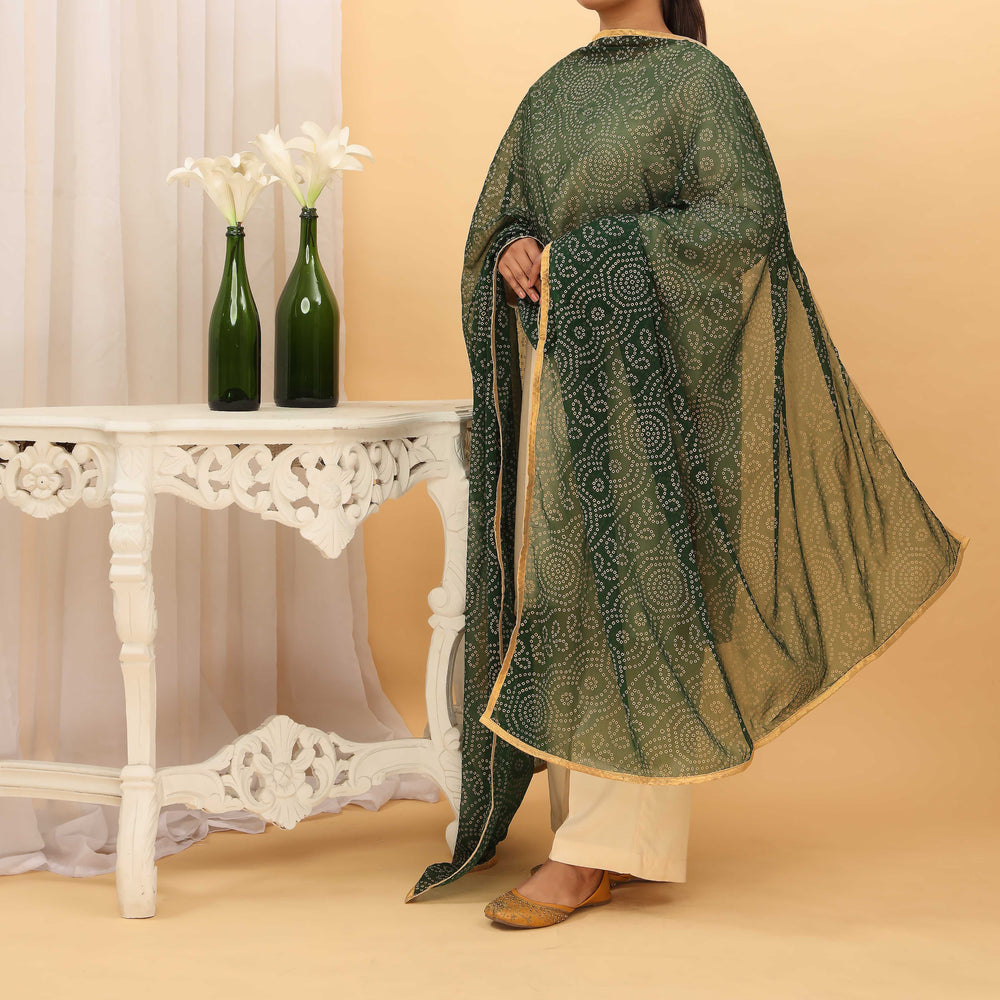 Green Printed Chiffon Dupatta PD5393