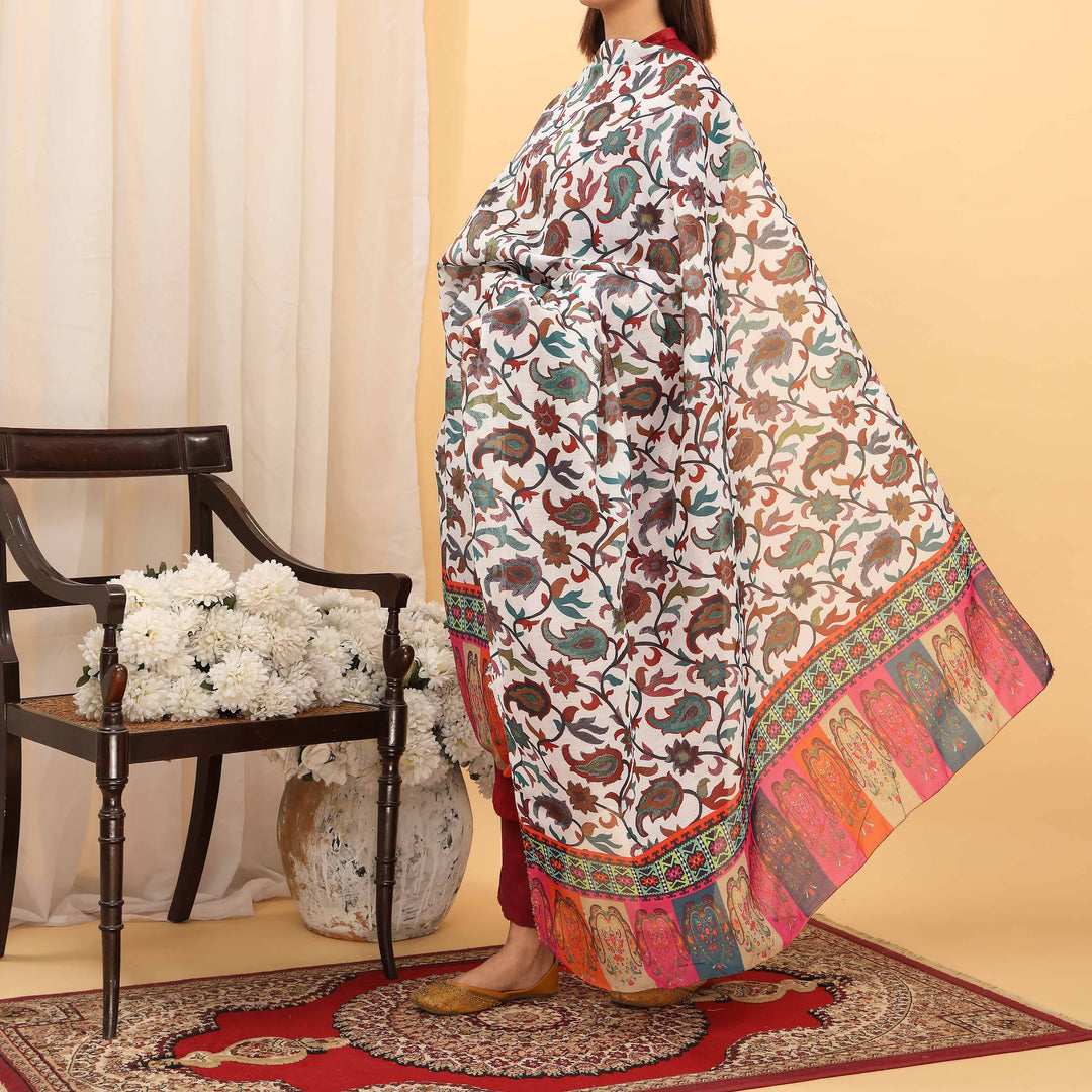 White Printed Dupatta PD5401
