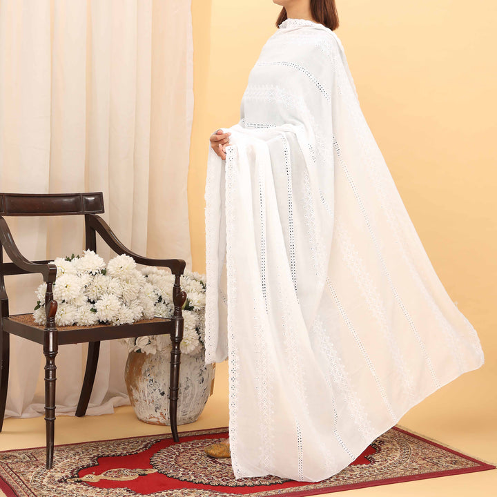 White Embroidered Dupatta PD5423