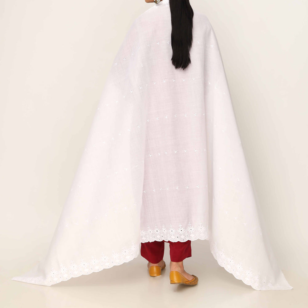 White Embroidered Dupatta PD5430