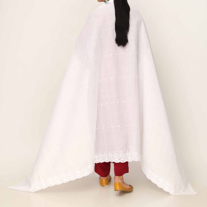 White Embroidered Dupatta PD5430