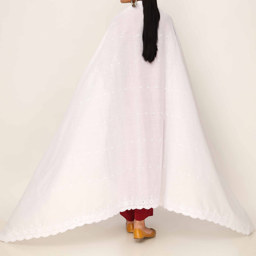 White Embroidered Dupatta PD5431