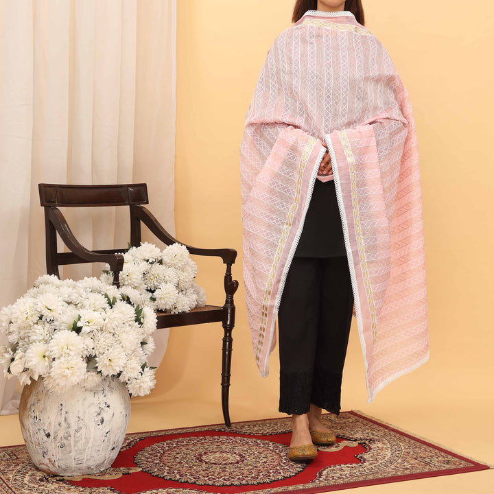 Pink Embroidered Dupatta PD5438