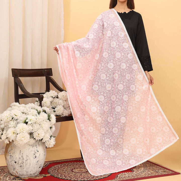 Pink Embroidered Dupatta PD5459